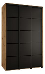 Šatní skříň YVONA 4 - 150/60 cm, dub artisan / černá / černá