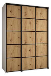 Šatní skříň ASIRI 4 - 170/45 cm, bílá / dub artisan / černá