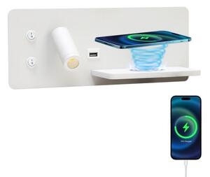 Immax 08285L-LED Nástěnné svít. s pol., USB a bezdr. nab. LED/3W/230V + LED/3W