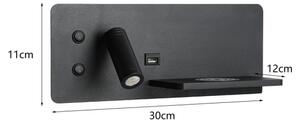 Immax 08287L-LED Nástěnné svít. s pol., USB a bezdr. nab. LED/3W/230V + LED/3W