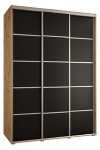 Šatní skříň ASIRI 4 - 170/45 cm, dub artisan / černá / stříbrná