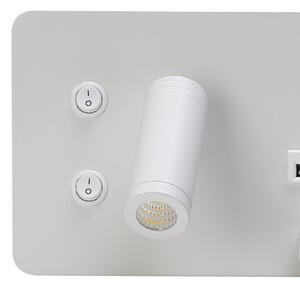 Immax 08285L-LED Nástěnné svít. s pol., USB a bezdr. nab. LED/3W/230V + LED/3W
