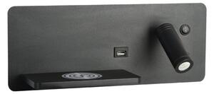 Immax 08288L-LED Nástěnné svít. s pol., USB a bezdr. nab. LED/3W/230V + LED/3W