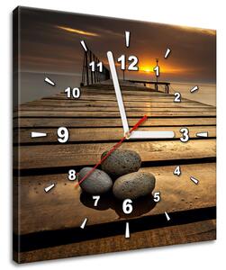Obraz s hodinami Nádherné ráno při molu Rozměry: 40 x 40 cm