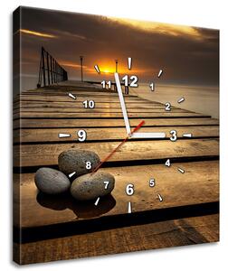 Obraz s hodinami Nádherné ráno při molu Rozměry: 30 x 30 cm