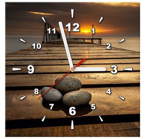 Obraz s hodinami Nádherné ráno při molu Rozměry: 60 x 40 cm
