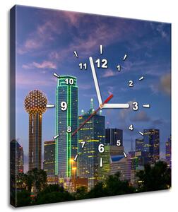 Obraz s hodinami Dallas City USA Rozměry: 30 x 30 cm