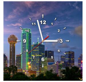 Obraz s hodinami Dallas City USA Rozměry: 40 x 40 cm