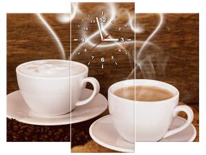 Obraz s hodinami Romantika při kávě - 3 dílný Rozměry: 90 x 70 cm