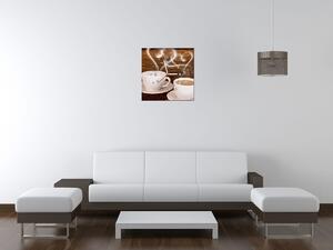 Obraz s hodinami Romantika při kávě Rozměry: 40 x 40 cm