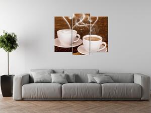 Obraz s hodinami Romantika při kávě - 3 dílný Rozměry: 90 x 70 cm