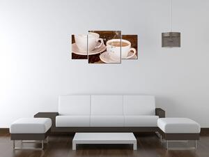 Obraz s hodinami Romantika při kávě - 3 dílný Rozměry: 80 x 40 cm