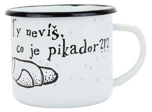 BELIS Smaltovaný hrnek ø 8 cm - 0.35 l bílý "ČB/pikador" v krabičce - ČESKÝ PLECHÁČEK - 11008-039PIM04