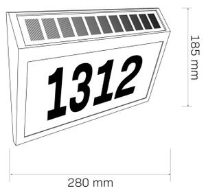 LED Solární domovní číslo NUMERO LED/3,7V 6000K 1200 mAh IP44 černá