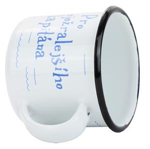 BELIS Smaltovaný hrnek ø 8 cm - 0.35 l bílý "nejožralejší kapitán" v krabičce - ČESKÝ PLECHÁČEK - 11008-039RHM04