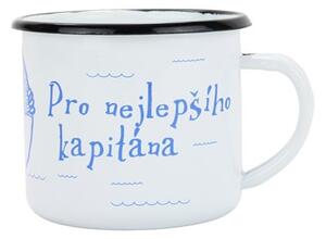 BELIS Smaltovaný hrnek ø 8 cm - 0.35 l bílý "nejlepší kapitán" v krabičce - ČESKÝ PLECHÁČEK - 11008-039REM04