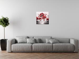 Obraz s hodinami Červené Vlčí máky Rozměry: 40 x 40 cm