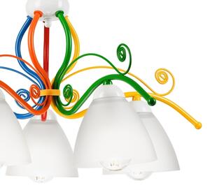 Lustr na řetězu RETRO 5xE27/60W/230V bílá/pestrobarevná