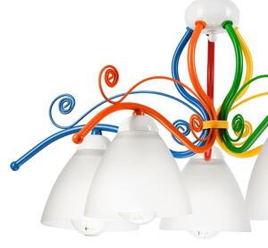 Lustr na řetězu RETRO 5xE27/60W/230V bílá/pestrobarevná