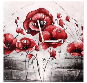 Obraz s hodinami Červené Vlčí máky Rozměry: 30 x 30 cm