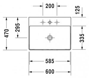 Duravit DuraSquare - Umyvadlo broušené 600x470 mm, bez přepadu, bílá 2353600071