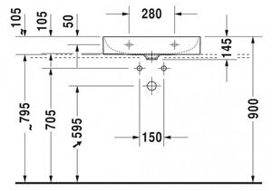 Duravit DuraSquare - Umyvadlo broušené 600x470 mm, bez přepadu, bílá 2353600071