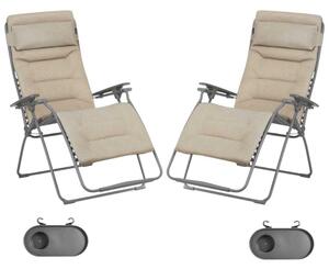 Zvýhodněná sada: 2× Relaxační křeslo Lafuma FUTURA XL BeComfort hnědá Moka + 2× držák nápojů ZDARMA