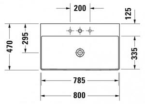 Duravit DuraSquare - Umyvadlo do nábytku 800x470 mm, bez přepadu, bílá 2353800041