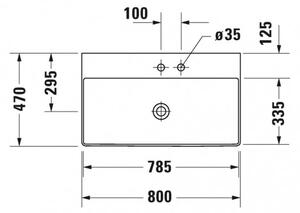 Duravit DuraSquare - Umyvadlo do nábytku 800x470 mm, bez přepadu, bílá 2353800041