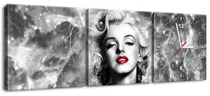 Obraz s hodinami Elektrizující Marilyn Monroe - 3 dílný Rozměry: 30 x 90 cm