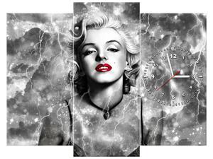 Obraz s hodinami Elektrizující Marilyn Monroe - 3 dílný Rozměry: 30 x 90 cm