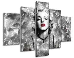 Obraz s hodinami Elektrizující Marilyn Monroe - 5 dílný Rozměry: 150 x 70 cm