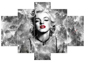 Obraz s hodinami Elektrizující Marilyn Monroe - 5 dílný Rozměry: 150 x 70 cm