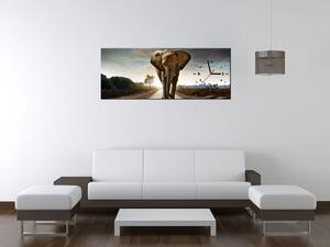 Obraz s hodinami Osamělý silný slon Rozměry: 60 x 40 cm