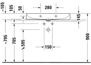 Duravit DuraSquare - Umyvadlo broušené 800x470 mm, bez přepadu, bílá 2353800071