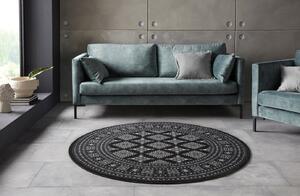 Nouristan - Hanse Home koberce Kruhový koberec Mirkan 104109 Black ROZMĚR: 160x160 (průměr) kruh