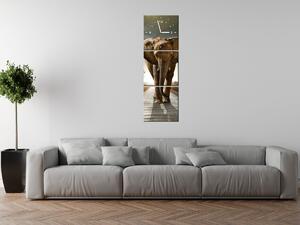 Obraz s hodinami Osamělý silný slon - 3 dílný Rozměry: 90 x 70 cm