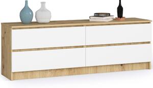 Ak furniture Komoda Kuba 160 cm 4 šuplíky dub artisan/bílá
