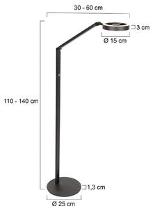 Steinhauer LED stojací lampa Ringlux, černá, kov, nastavitelná, stmívatelný, Černá, Obývací pokoj / jídelna, kov, Moderní