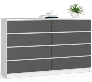 Ak furniture Komoda Kuba 160 cm 8 šuplíků bílá/grafitová