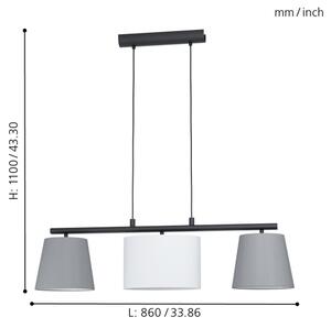 Eglo 55207 - Lustr na lanku ALMEIDA 3xE14/25W/230V šedá