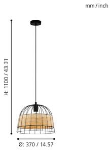 Eglo 55709 - Lustr na lanku ANWICK 1xE27/40W/230V ratan