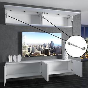 Obývací stěna Belini Premium Full Version bílý lesk / šedý antracit Glamour Wood + LED osvětlení Nexum 20