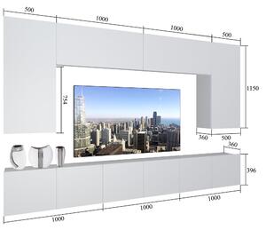 Obývací stěna Belini Premium Full Version šedý antracit Glamour Wood + LED osvětlení Nexum 33
