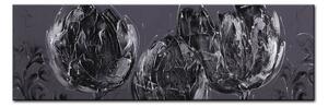Obraz MIDNIGHT TULIPS - ručně malovaný 50x150cm