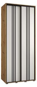 Šatní skříň YVONA 6 - 100/45 cm, dub artisan / bílá / černá
