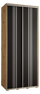 Šatní skříň YVONA 6 - 100/45 cm, dub artisan / černá / stříbrná