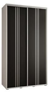 Šatní skříň YVONA 6 - 130/45 cm, bílá / černá / stříbrná