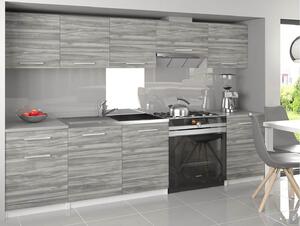 Kuchyňská linka Belini 240 cm šedý antracit Glamour Wood s pracovní deskou Uniqa3 Výrobce
