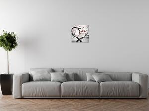 Obraz s hodinami Ptačí láska Rozměry: 30 x 30 cm